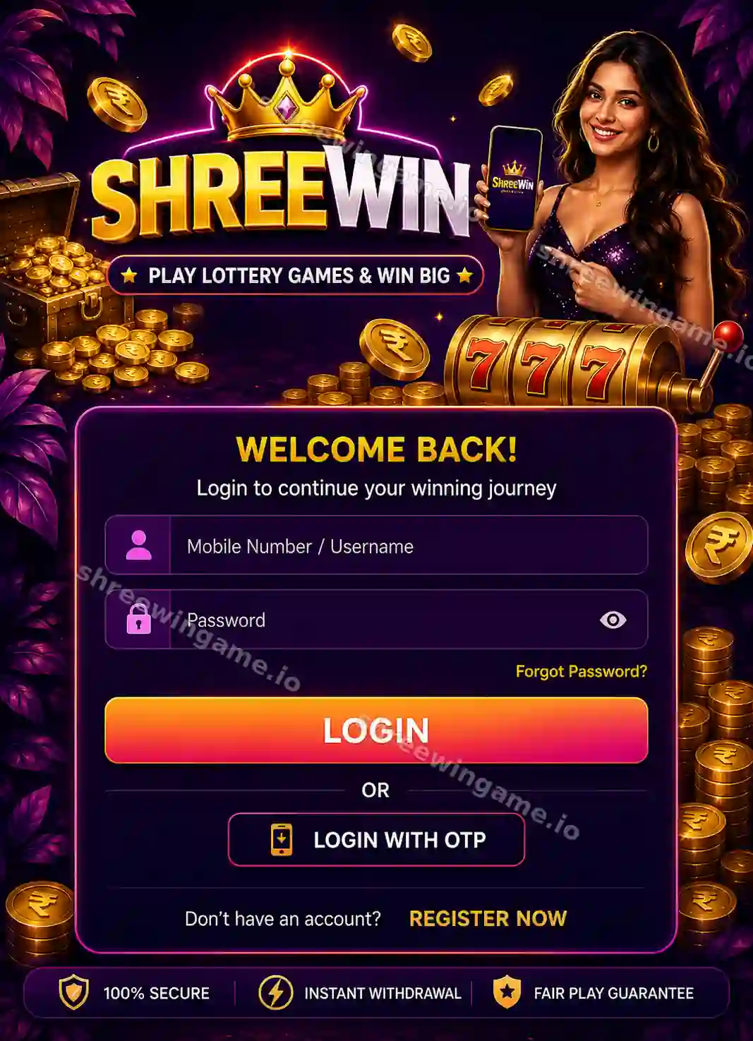 ShreeWin login interface
